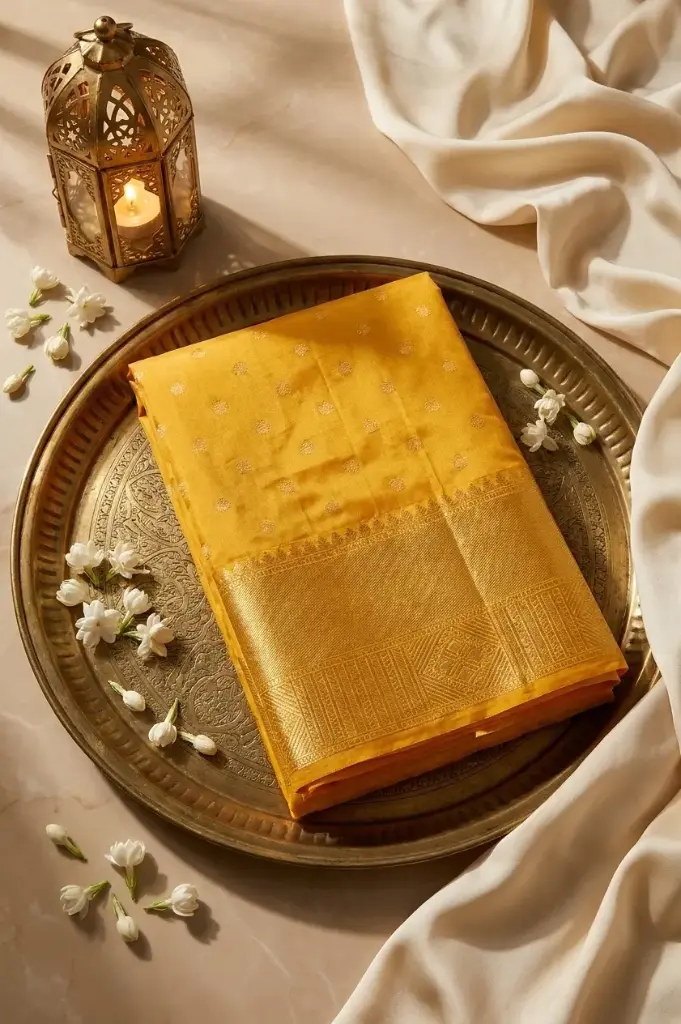 Radiant Haldi Yellow Pure Silk Saree with Gold Zari
