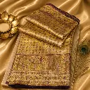 Premium Golden Tissue Banarasi Silk Saree with Multicolor Floral & Bird Weaving