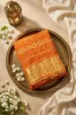 Tangerine Orange Bandhani Silk Saree with Zari Pallu