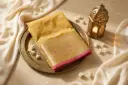 Mustard Yellow Silk Saree with Contrast Rani Pink Border