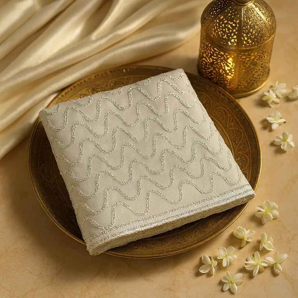 Elegant Off-White Net Saree with Exquisite Sequined Wave Embroidery