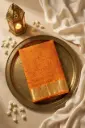 Mustard Orange Georgette Hand Bandhani Saree with Zari Border