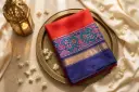 Crimson Red Pure Silk Patola Saree with Zari Borde