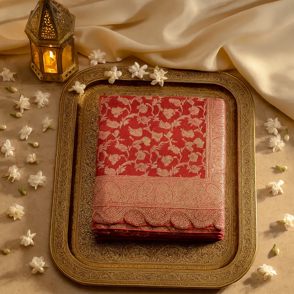 Royal Red Embellished Silk Saree with Intricate Zari Work