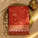 Elegant Red Banarasi Silk Saree with Scalloped Sequin Border