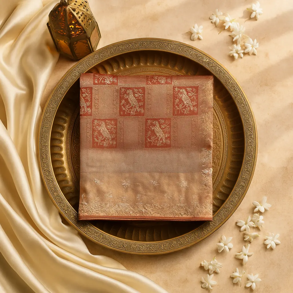 Elegant Bronze Embellished Saree with Intricate Border Work 