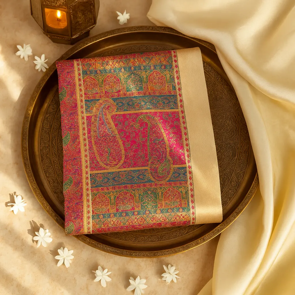 Elegant Cream and Pink Multi-Color Zari Woven Silk Saree
