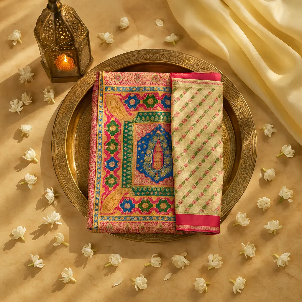 Elegant Cream Zari Woven Banarasi Silk Saree