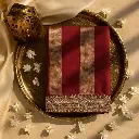 Crimson Red Saree with Metallic Gold Stripes and Embellished Border