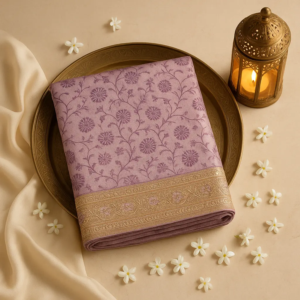 Elegant Wine and Gold Floral Weave Luxury Designer Saree