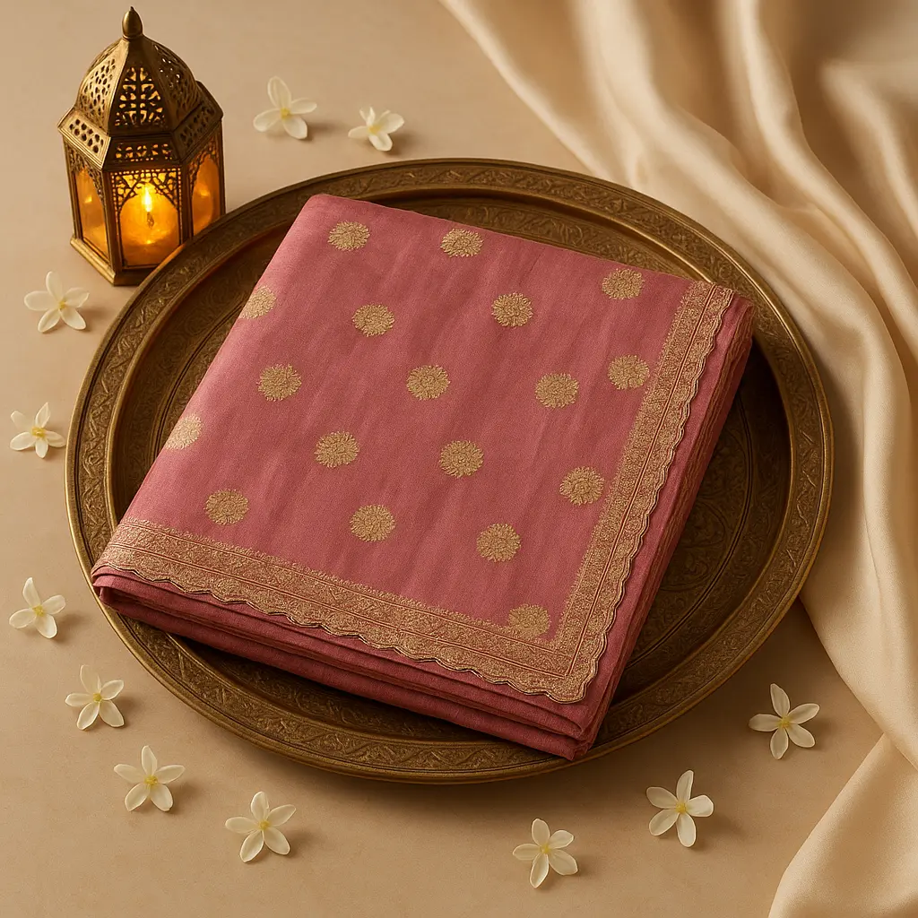 Elegant Mauve Organza Saree with Intricate Zari Border