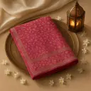 Elegant Pink Banarasi Silk Saree with Scalloped Zari Border