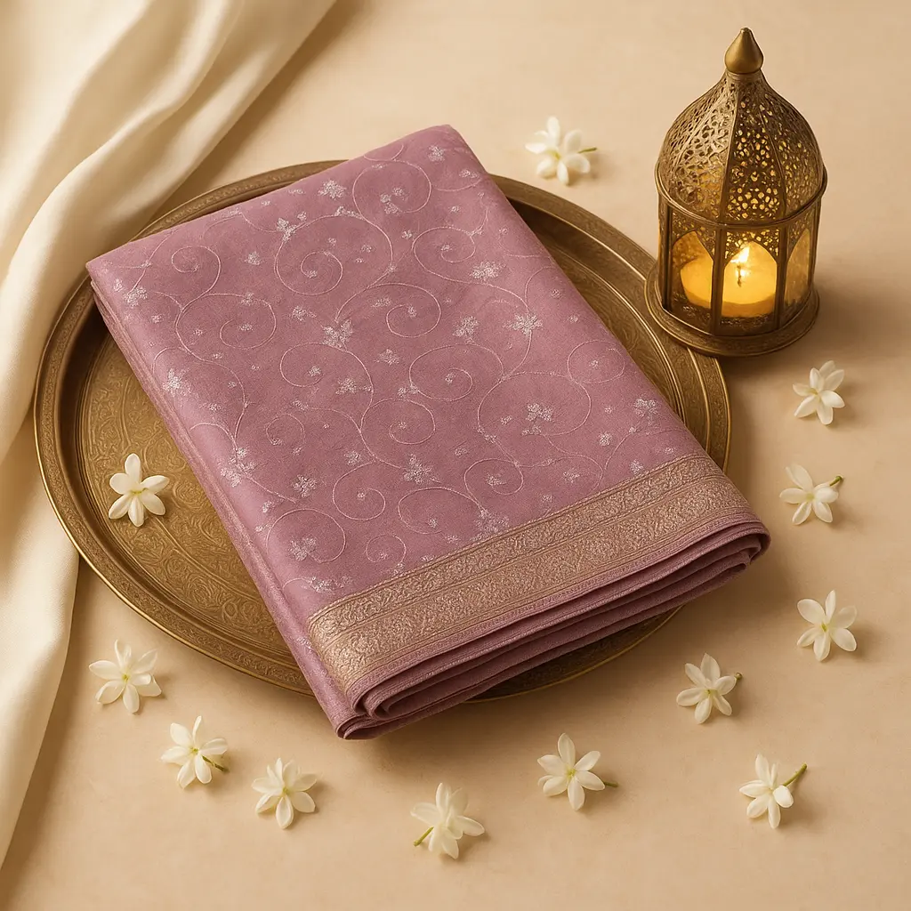 Elegant Mauve Embellished Designer Saree with Intricate Floral Work