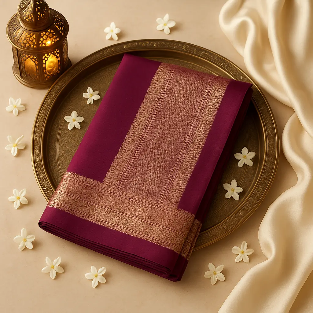Magenta Zari Woven Silk Designer Saree