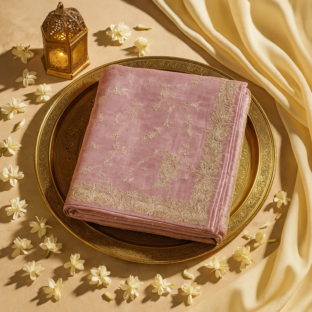 Elegant Dusty Pink Embellished Designer Saree with Ornate Border