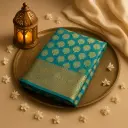 Exquisite Peacock Blue and Green Kanjivaram Silk Saree