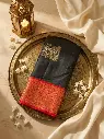 Black Pure Kanchipuram Silk Saree with Red Zari Border