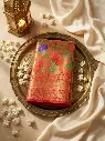 Coral Orange Paithani Weave Silk Saree with Zari Border