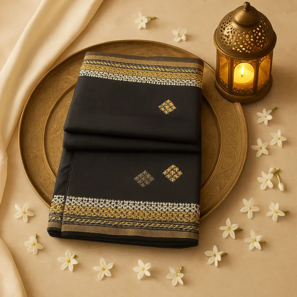 Elegant Black Designer Saree with Zari Border