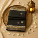 Elegant Black Designer Saree with Zari Border