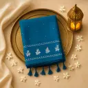 Teal Blue Designer Saree with Silver Work