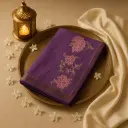 Purple Floral Printed Linen Saree