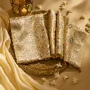 Elegant Gold Floral Embroidered Tissue Saree with Zari Border