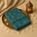 Elegant Teal Blue Silk Saree with Gold Animal Motif