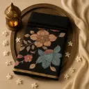 Elegant Black Floral Print Designer Saree with Zari Border