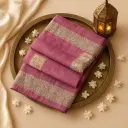 Elegant Mauve Floral Hand-Block Print Designer Silk Saree 