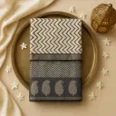 Chic Monochrome Chevron Saree with Intricate Paisley Zari Border