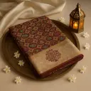 Elegant Embroidered Beige Designer Saree with Traditional Motifs 