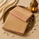 Elegant Peach Silk Saree with Rich Golden Zari Border