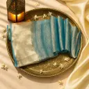 Exquisite Teal and Gold Textured Silk Blend Festive Saree