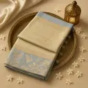 Elegant Champagne and Grey Zari Border Designer Saree