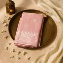 Elegant Pastel Pink Linen Saree with Silver Zari Border