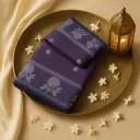 Elegant Deep Purple Silk Saree with Silver Zari Border