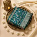 Elegant Deep Teal Silk Saree with Traditional Zari Motifs 