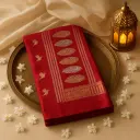 Exquisite Red Silk Saree with Elegant Bird Motif Embroidery 