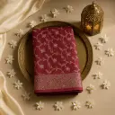Elegant Maroon Floral Zari Silk Blend Festive Saree