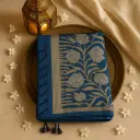 Elegant Royal Blue Designer Saree with Silver Floral Zari