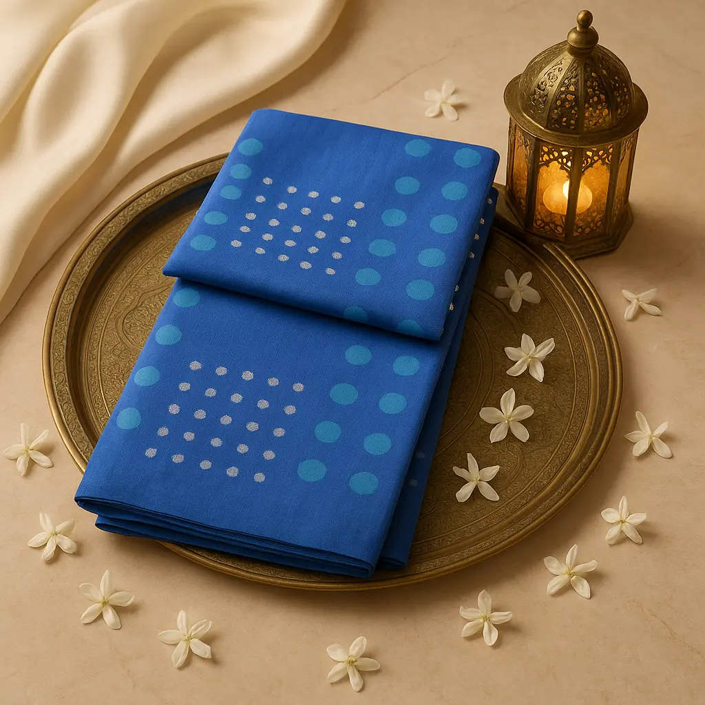 Elegant Royal Blue Geometric Motif Designer Silk Saree