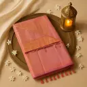 Elegant Peach and Pink Handloom Cotton Saree with Zari 
