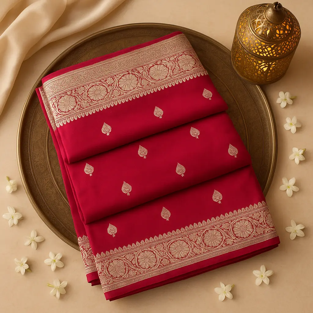 Elegant Magenta Silk Saree with Intricate Silver Zari Border