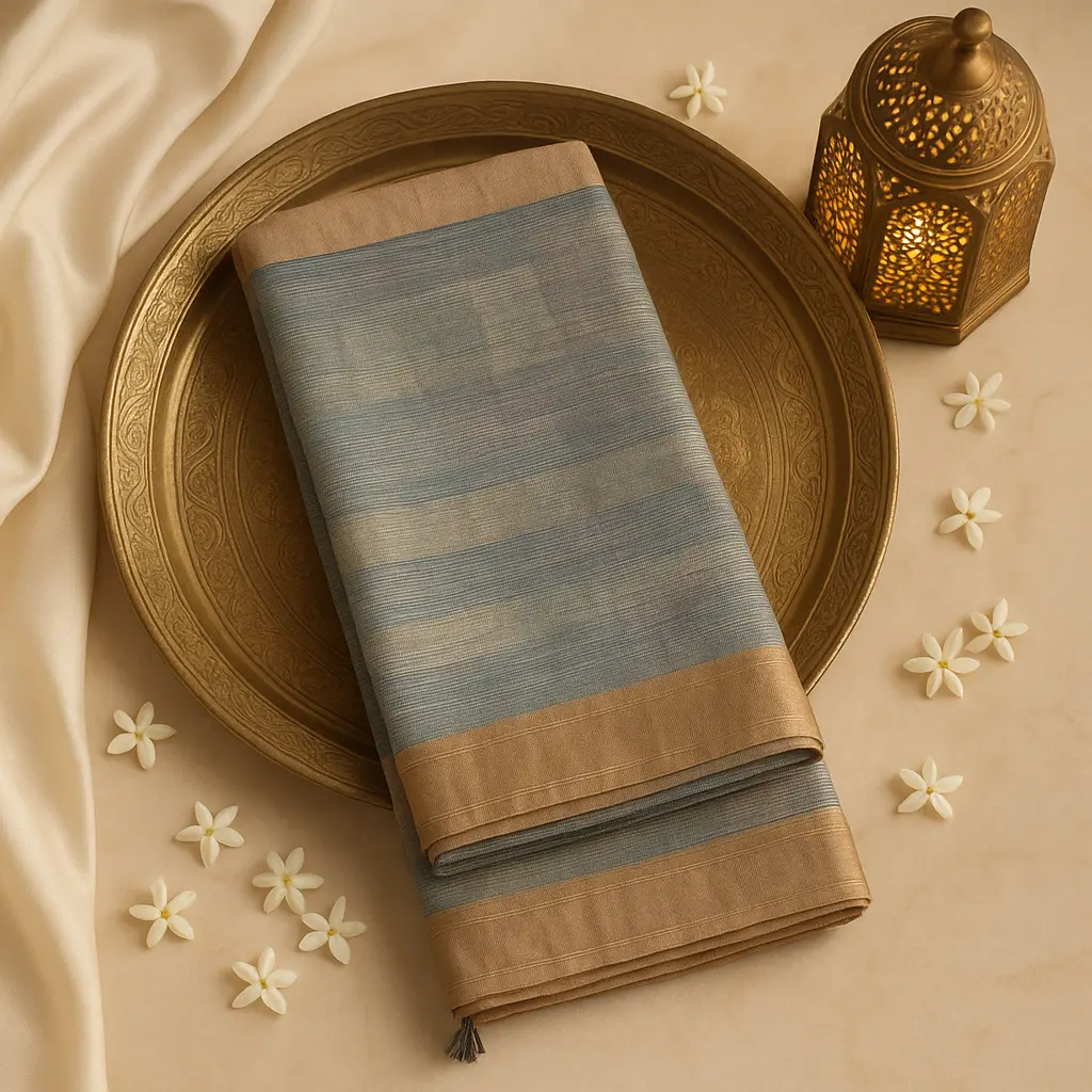 Elegant Contemporary Geometric Pattern Designer Saree with Zari Border