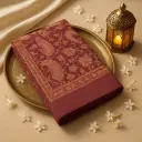 Elegant Wine Embroidered Designer Saree with Traditional Paisley Motif