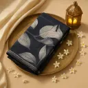 Elegant Charcoal Floral Print Saree with Subtle Zari Detailing