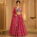 Women's Pink Embroidered Lehenga Choli with Designer Blouse and Matching Dupatta