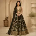Women's Olive Green Embroidered Lehenga Choli with Dupatta for Wedding, Sangeet n Festive Party Wear