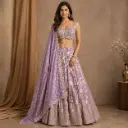 Women's Lavender Embroidered Lehenga Choli with Dupatta for Weddings, Sangeet and Festive Party Wear